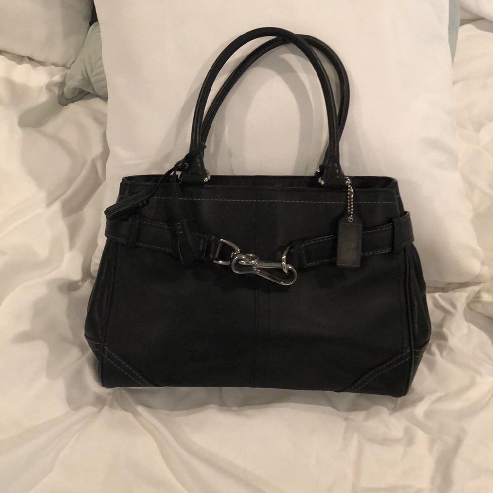 Coach authentic black leather bag